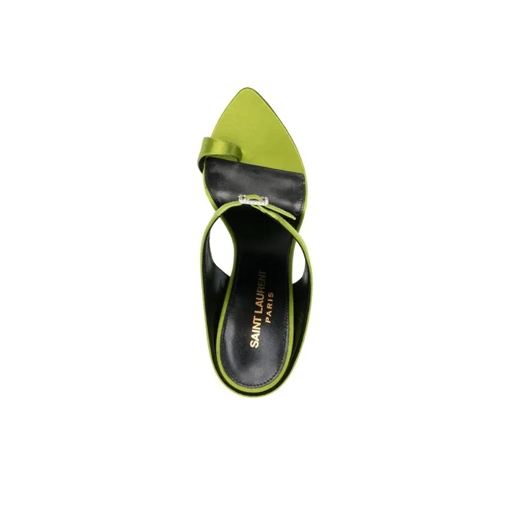 SAINT LAURENT Dive Buckle-embellished Satin Sandals-4