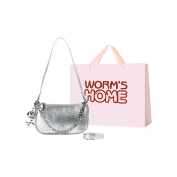 Worm's Home PU Shoulder Bag Women's Silver/Black/Red