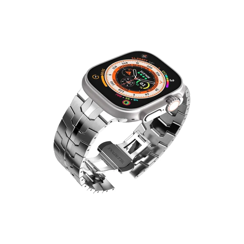 FZRT Watch Bands Stainless Steel Metal Iron Man Butterfly Clasp Strap Unisex-1