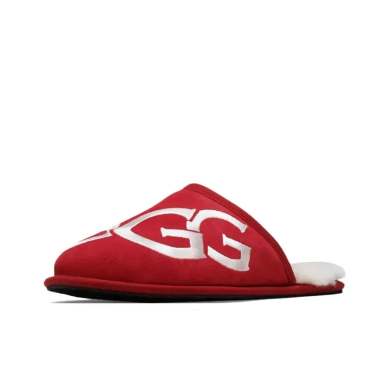 UGG Scuff Logo Slipper Samba Red Cream-1