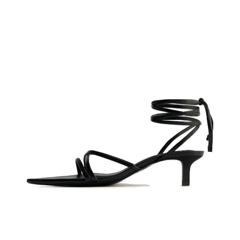 ZARA Strap Sandals Women's Black-0