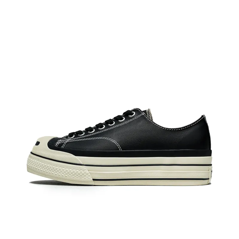 TC Tcmade017 Low-Top Cow Leather Canvas Shoes Unisex Black-0
