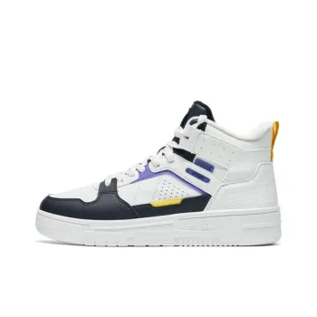 XTEP Clover White Thermal Slip Resistant And Abrasion Resistant High Top Skateboard Shoes Men's White Black Purple