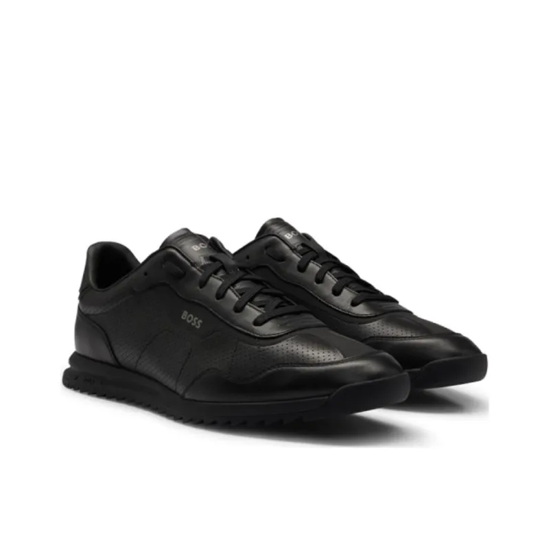 BOSS Perforated Low-top Leather Sneakers-2