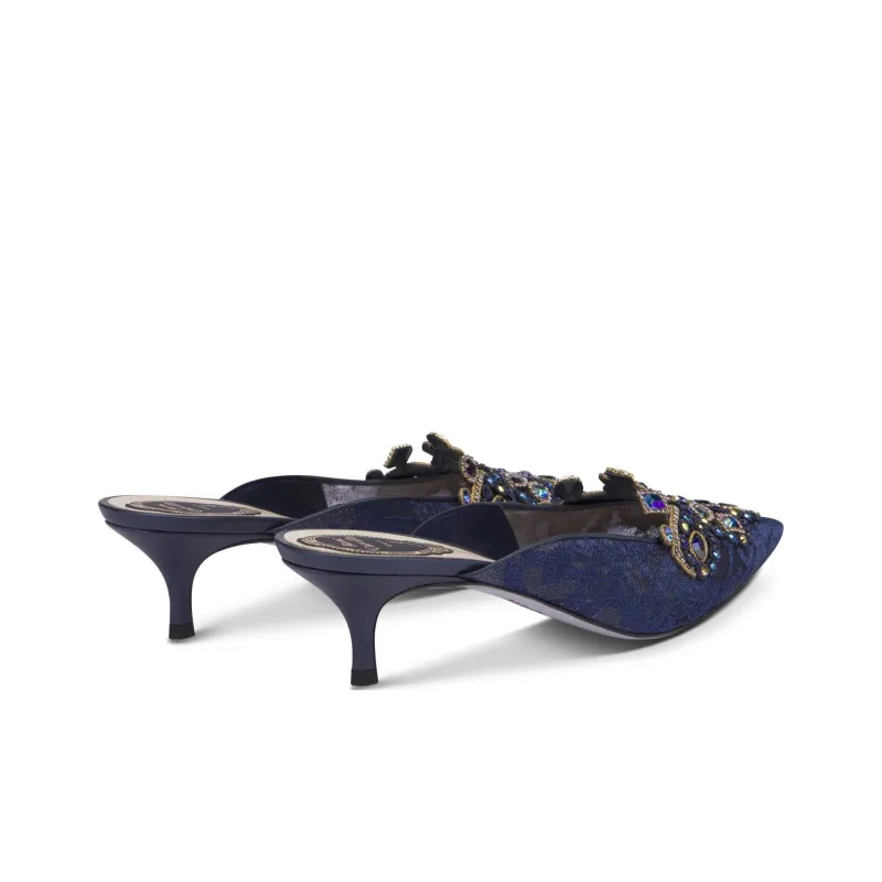 RENE CAOVILLA Wrap-toe Slippers Women's Blue-3