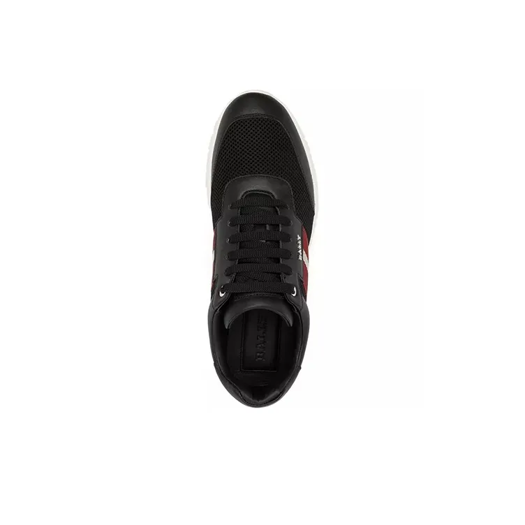 BALLY Anti-Slip Wear-Resistant Low-Top Sports Casual Shoes Black Red-3