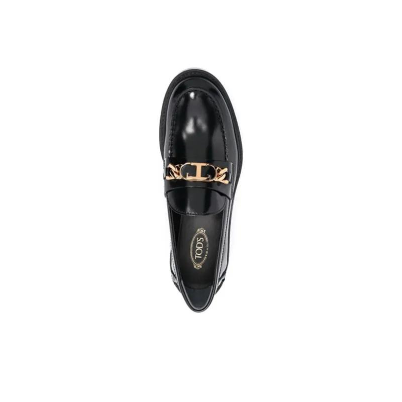 TOD'S Logo plaque Leather Loafers Women's-4