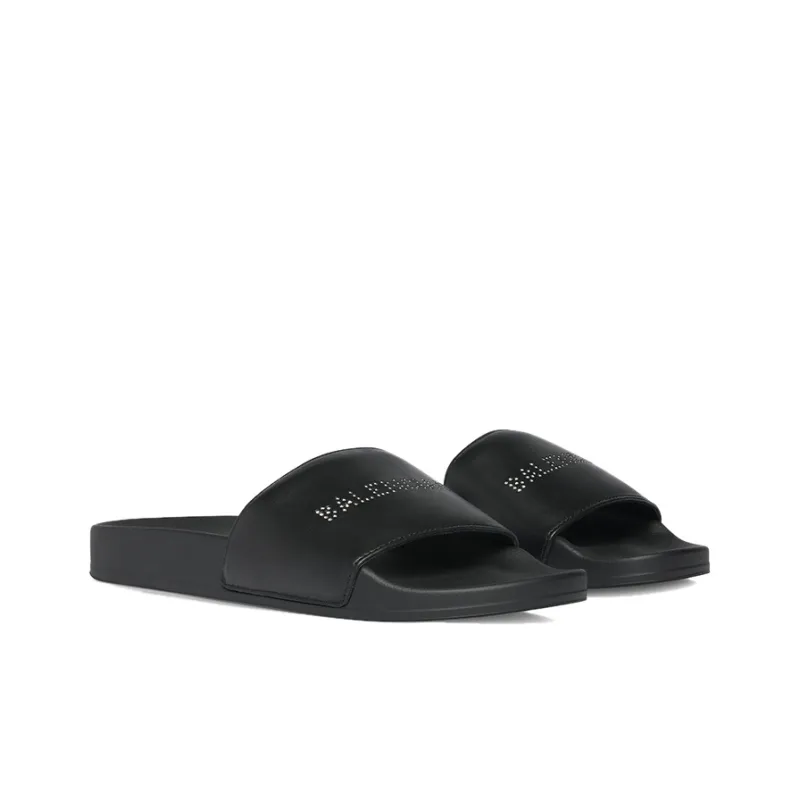 Balenciaga Rhinestone-logo Pool Slides-2