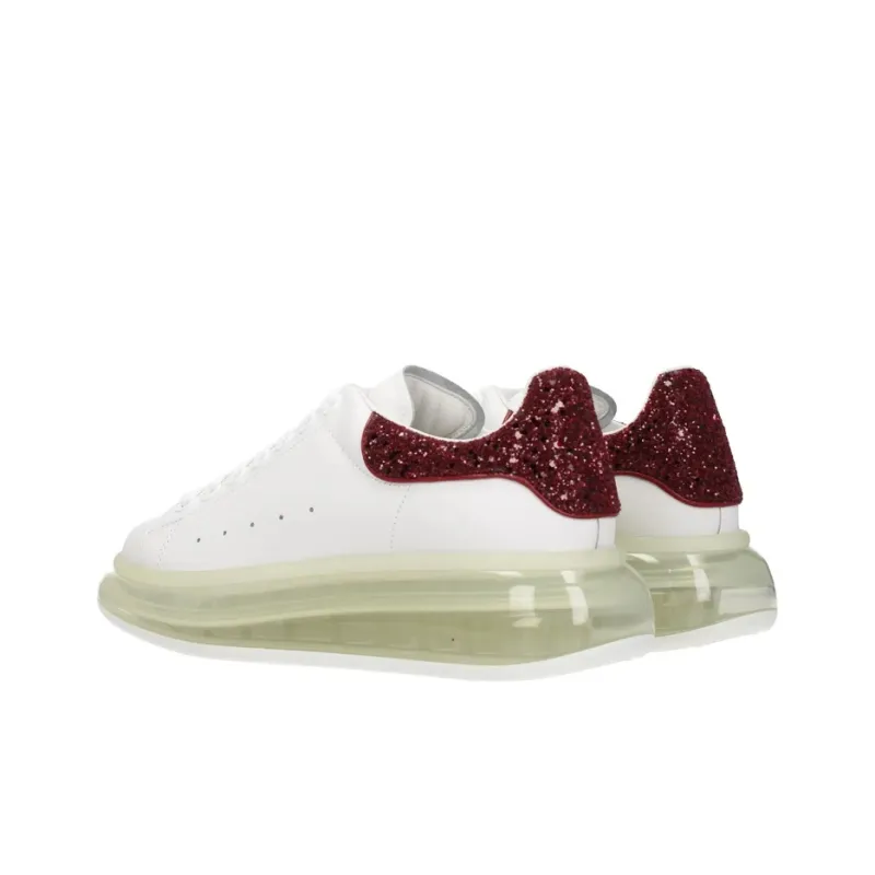 Alexander McQueen Clear Sole Oversized Sneaker 'White Burgundy Sequins' Women's-2