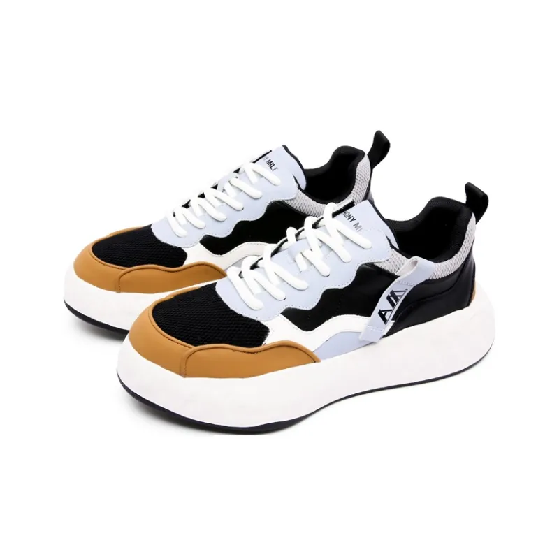Anthony Miles Men's Casual Shoes Men Low Top Black Orange-1
