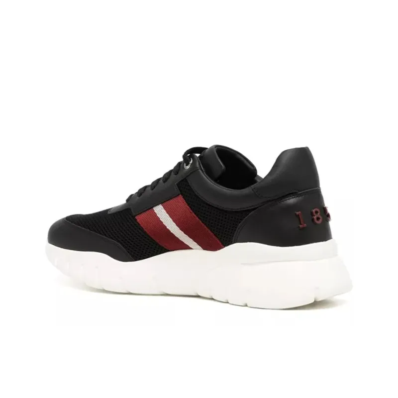 BALLY Anti-Slip Wear-Resistant Low-Top Sports Casual Shoes Black Red-2