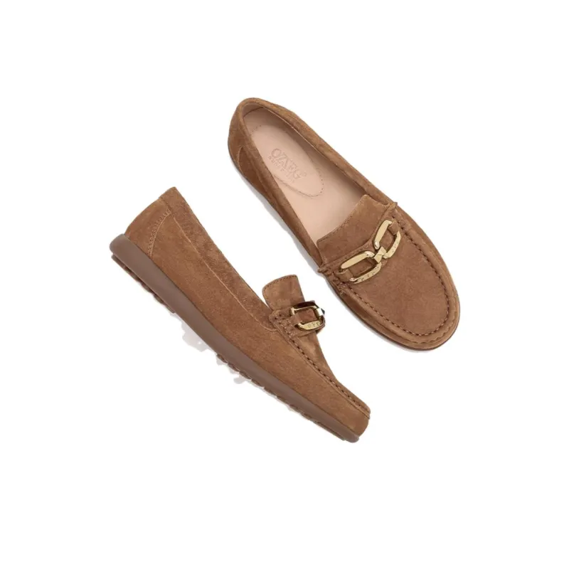 OZZEG Gommino Loafers Women's Brown, Umber, Blue-6