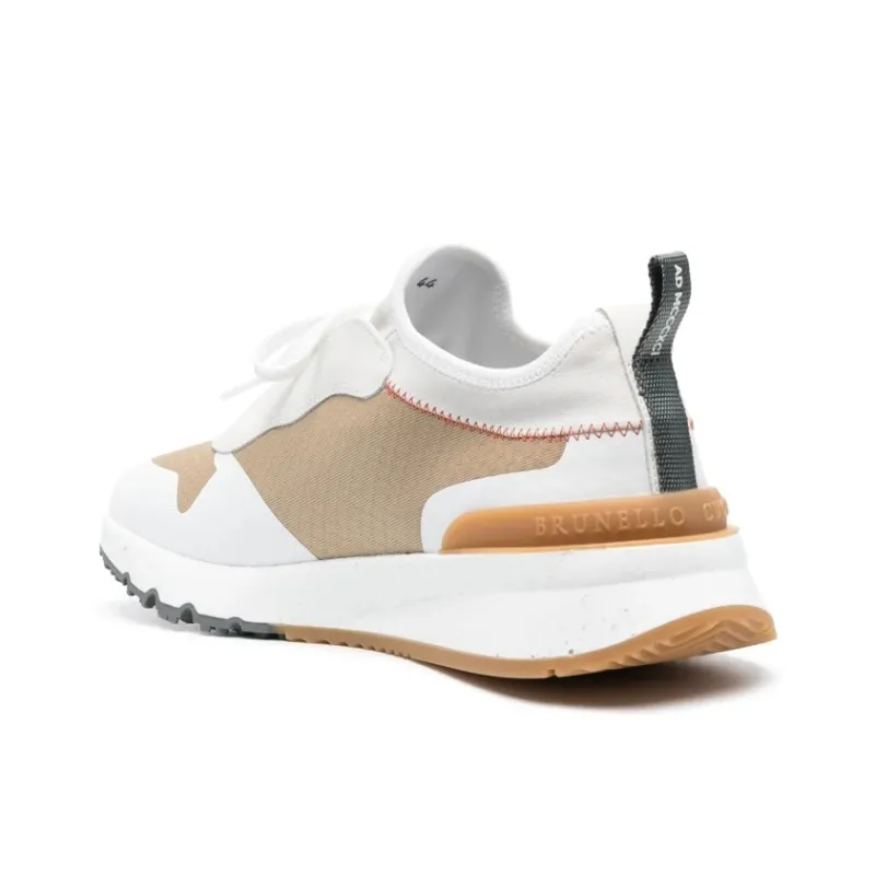 Brunello Cucinelli Slip Resistant Low Top Sports Casual Shoes Men's White Brown-3