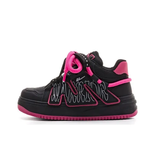 WARRIOR Skateboard Shoes Women's High-Top Black/Rose Red