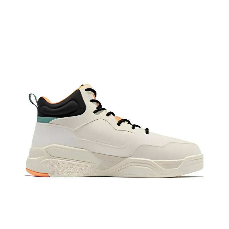 361° Thermal Slip Resistant And Abrasion Resistant High Top Skateboard Shoes Beige Black-1
