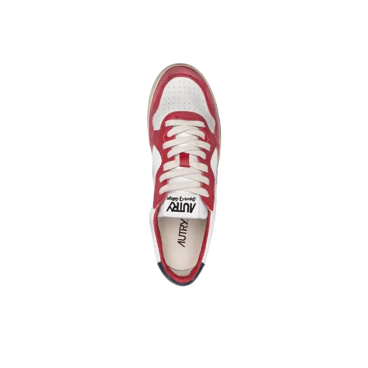 AUTRY Medalist Super Vintage Leather Low Sneakers 'White Black Red' Women's-3