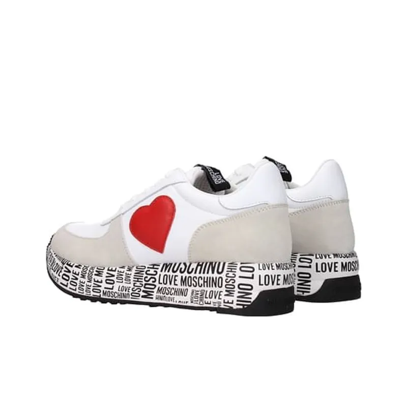 LOVE MOSCHINO Slip Resistant Low Top Sports Casual Shoes Women's White Red-2