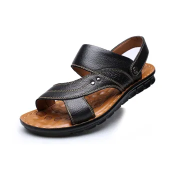 HUANAI Beach Sandals Men Black/Yellow Brown/Brown