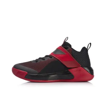 LiNing Yushuai Non slip Lightweight Mid Top Basketball Shoes Men's Black Red