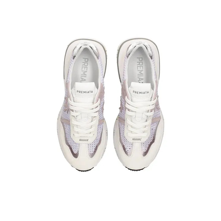 PREMIATA Cushioning Breathable Low-Top Casual Shoes Women's Gray White Pink-5