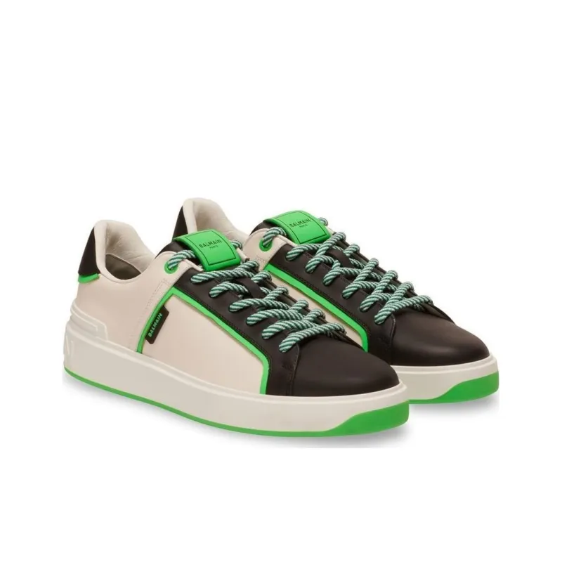 BALMAIN Wear-Resistant Low-Top Skateboard Shoes Men's Beige Black-1
