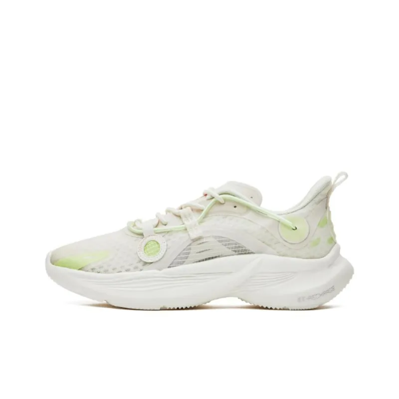 Erke Cushioning Abrasion Resistant Lightweight Rebound Low Top Running Shoes Women's White Green-0