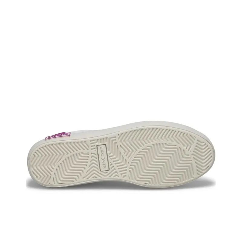 LACOSTE Low Top Skateboard Shoes Women's White Purple-3