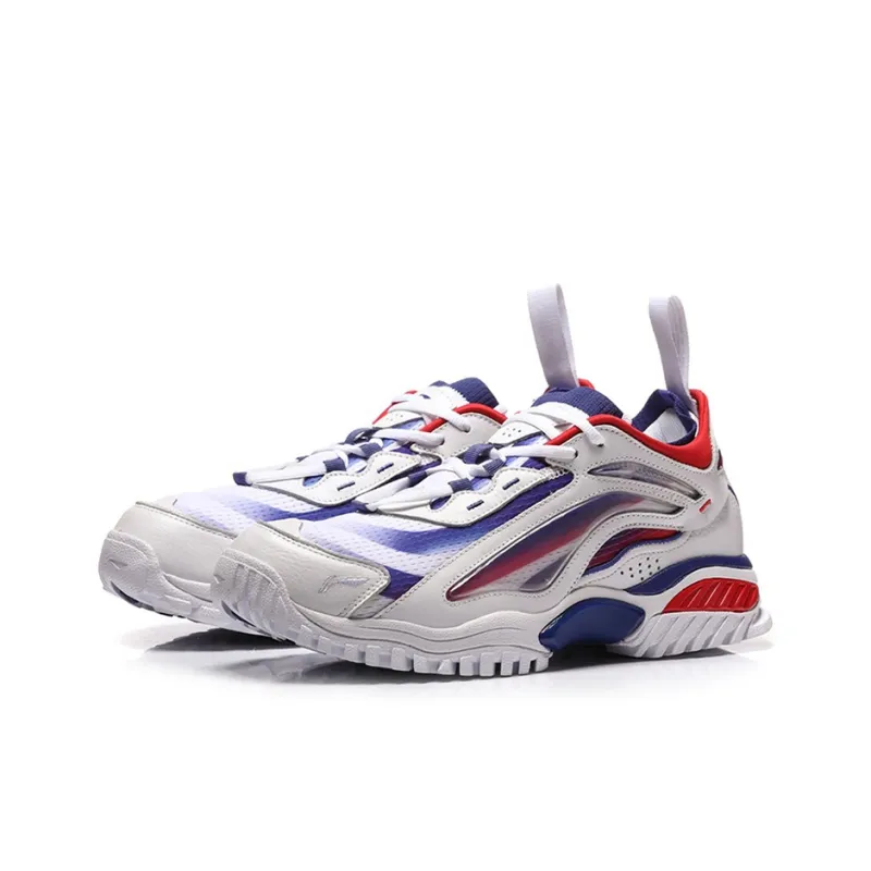 LiNing Aurora Skywalk Cushioned Slip Resistant Mid Top Chunky Sneakers Men's White Blue Red-2