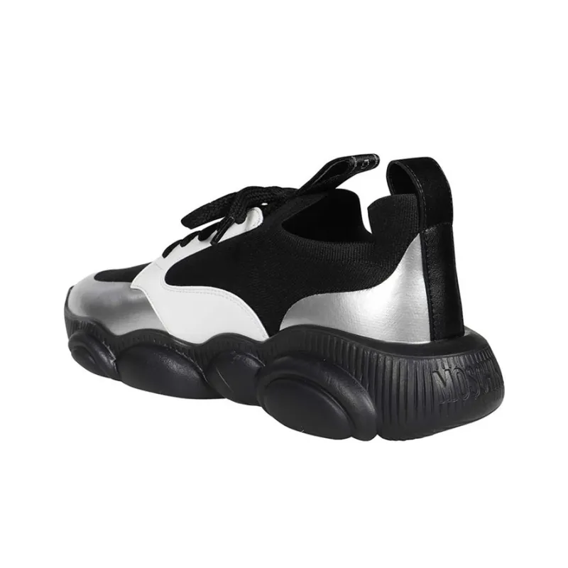 MOSCHINO Abrasion Resistant Low Top Sports Casual Shoes Men's Black Silver-3