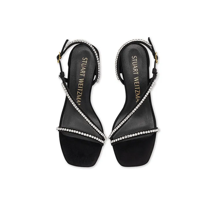 Stuart Weitzman/SW Soiree Crystal 35 Strap Sandals Women's Black-3