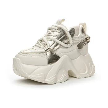 Shoe Cabinet Floral Language Breathable Lightweight Height Increasing Low-Top Chunky Sneakers Women's