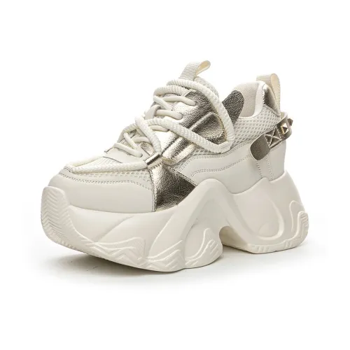 Shoe Cabinet Floral Language Breathable Lightweight Height Increasing Low-Top Chunky Sneakers Women's