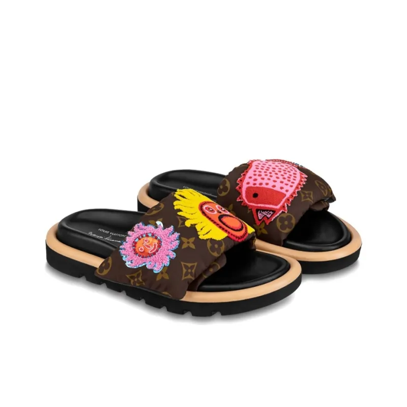 Yayoi Kusama x LOUIS VUITTON Stylish Sandal Women's Brown Yellow-2