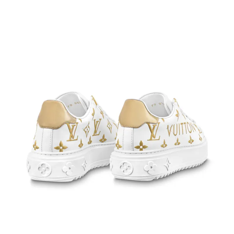 LOUIS VUITTON Time Out Sneakers 'White With Gold Monogram' Women's-3