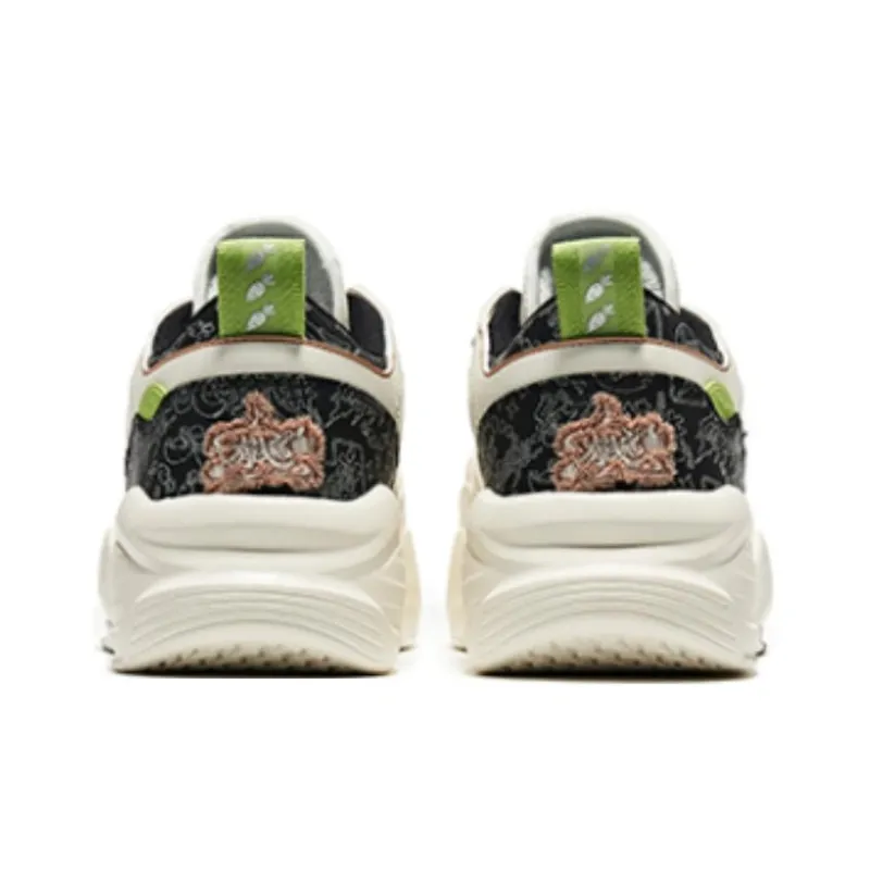 Erke Anti-Slip Wear-Resistant High-Top Skateboard Shoes Men's Microcrystal White/Jet Black-3