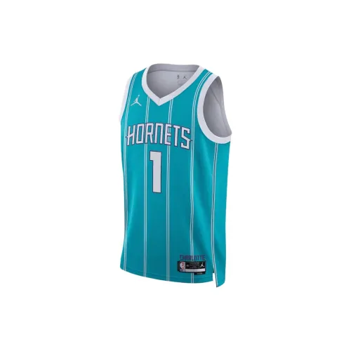 Jordan X NBA Charlotte Hornets Basketball Jerseys Unisex Cyan