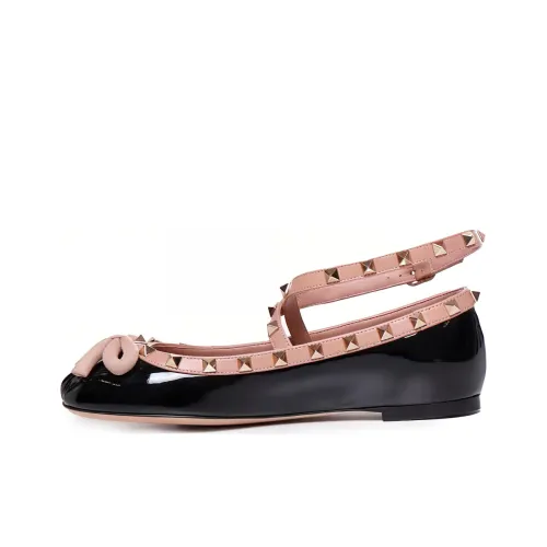 Valentino Garavani Rockstud Round Toe Ballerina Shoes Women's