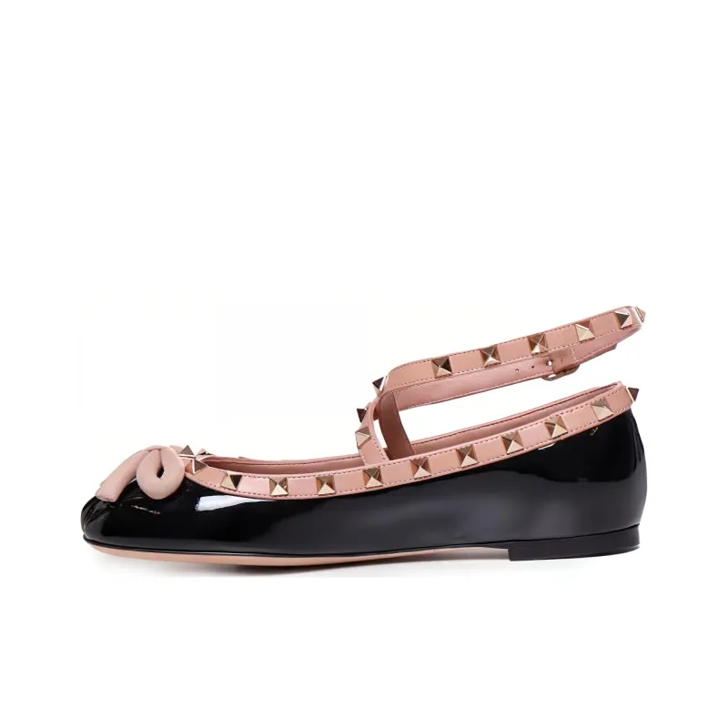 Valentino Garavani Rockstud Round Toe Ballerina Shoes Women's-0