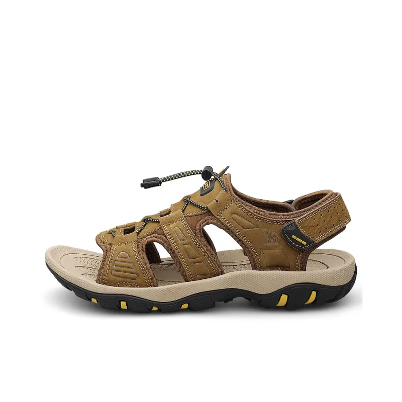 LAORENTOU Beach Sandals Men Black/Dark Brown/Khaki-8