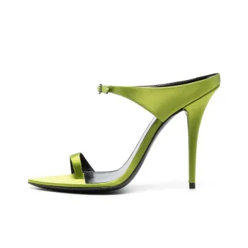 SAINT LAURENT Dive Buckle-embellished Satin Sandals