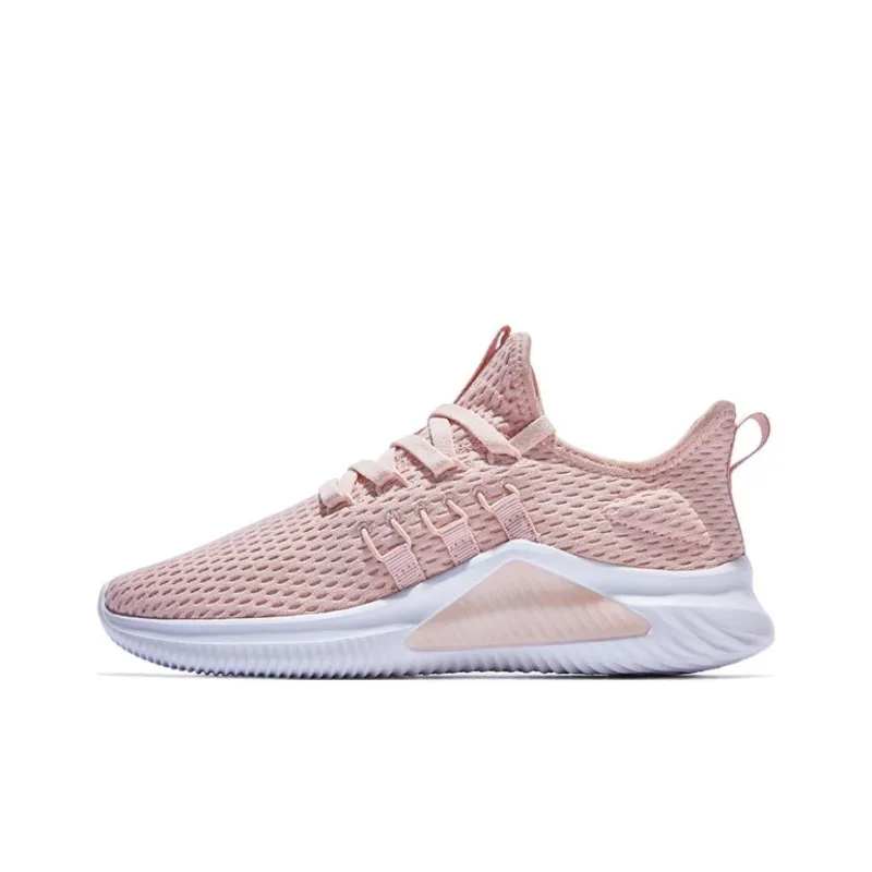 QIAODAN Anti Slip Wear Resistant Breathable Lightweight Low Top Running Shoes Women's White Pink-0