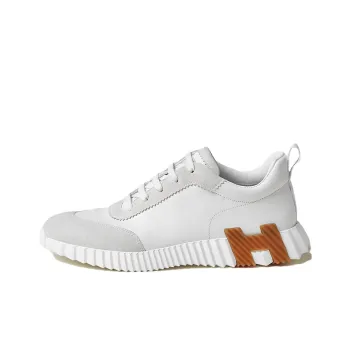 HERMES Bouncing Low Top Casual Shoes Men's White Brown