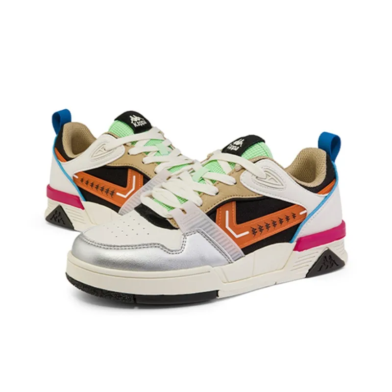 Kappa Anti-Slip Wear-Resistant Low-Top Skateboard Shoes Women's White Orange-1