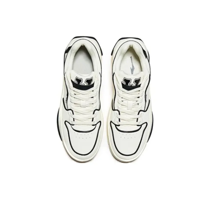 Erke White Peach Oolong Anti Slip Wear Resistant Low Top Skateboard Shoes Men's White Black-2