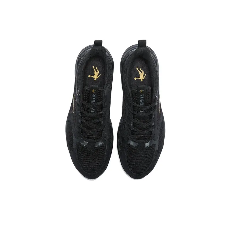 QIAODAN Durable Breathable Low-Top Running Shoes Men's Black Gold-3