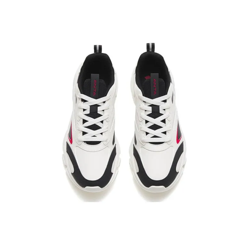 Anta Shock Absorbers With Slip Resistant Features Low Top Running Shoes Men's White Black-2
