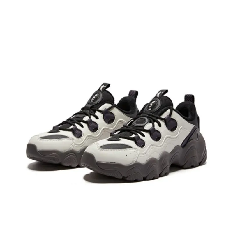 QIAODAN Anti Slip And Wear Resistant Warm Low Top Sports Casual Shoes Women's White Gray Black-2