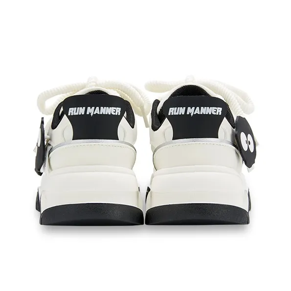 RUN MANNER Trendy Puffy Shoes Abrasion Resistant Slip Resistant Low Top Skateboard Shoes Women's Black White-4