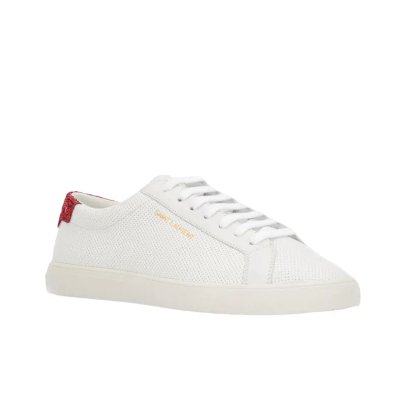 SAINT LAURENT Low Top Stylish Skateboarding Shoes Women's White Red-2