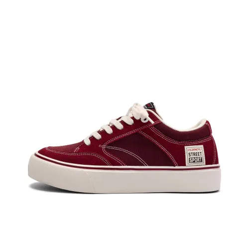 HUANQIU Canvas Shoes Men Low-Top Maroon